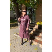 Платье женское по колено экокожа сливовое Modna KAZKA Элина MKSN2188-05