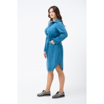Платье-рубашка женское вельветовое бирюзовое Modna KAZKA MKRM1839