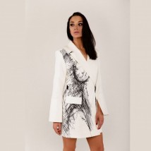 Платье-пиджак женское коктельное с поясом белое Modna KAZKA 205-1