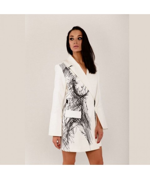 Платье-пиджак женское коктельное с поясом белое Modna KAZKA 205-1