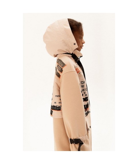Пальто женское длинное с принтом бежевое Modna KAZKA MKYW183-1