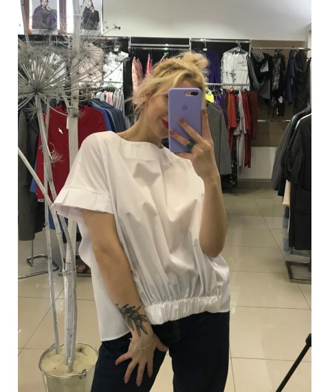 Рубашка женская базовая котоновая белая с завязками на спине Modna KAZKA MKAD7464-00