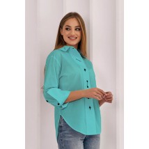 Рубашка женская свободная бирюзовая коттоновая Modna KAZKA MKRM1364-2