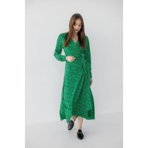 Платье женское миди на запах в принт зеленое Modna KAZKA MKBS2129-1 46