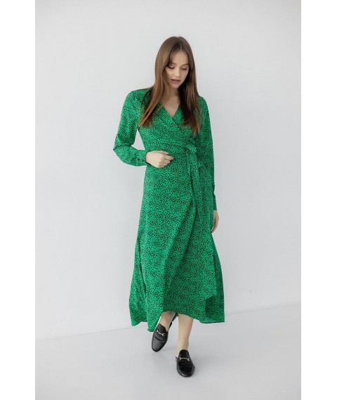 Платье женское миди на запах в принт зеленое Modna KAZKA MKBS2129-1