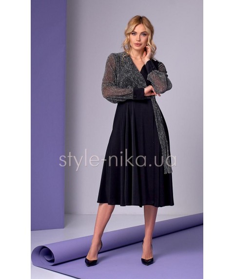 Платье женское нарядное миди черное с серым Modna KAZKA Ламанш MKSN2262-03 48