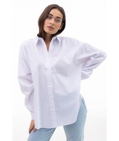 Рубашка женская свободного кроя белая коттоновая базовая Modna KAZKA MKAR46524-2