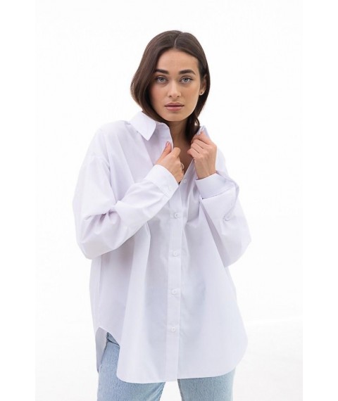 Рубашка женская свободного кроя белая коттоновая базовая Modna KAZKA MKAR46524-2
