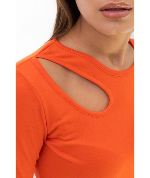 Лонгслив женский с вырезом на плече оранжевый Modna KAZKA MKAR46523-4