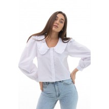 Блуза женская укороченная с объемными рукавами белая Modna KAZKA MKAR69007