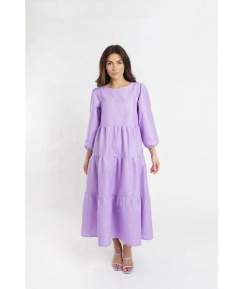 Платье женское ярусное льняное миди фиолетовое Modna KAZKA MKBS1353