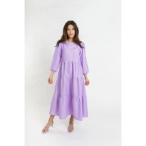 Платье женское ярусное льняное миди фиолетовое Modna KAZKA MKBS1353 48