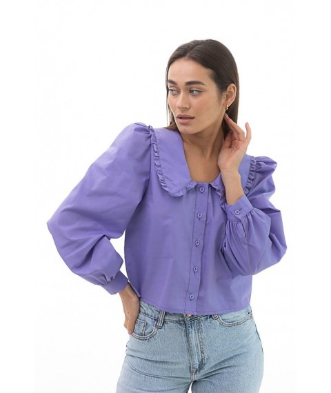 Блуза женская укороченная с объемными рукавами сиреневая Modna KAZKA MKAR69007-3