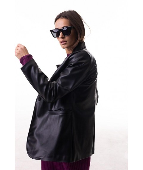 Пиджак женский из кожзама черный Modna KAZKA MKAR46439-1