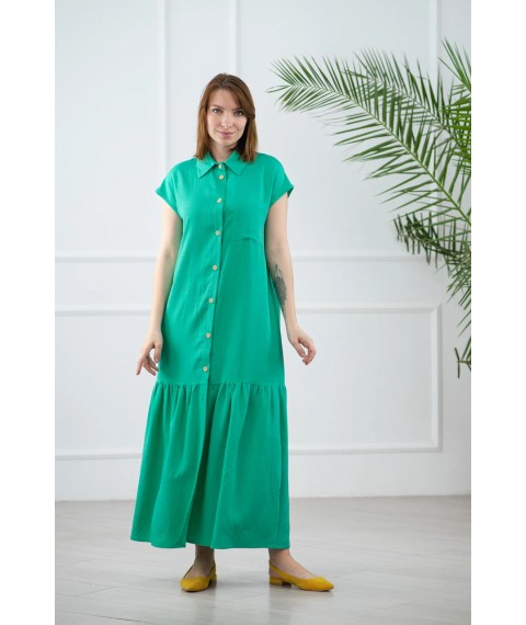 Платье женское льняное миди зеленое Modna KAZKA MKAZ6252-1 44