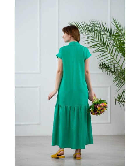 Платье женское льняное миди зеленое Modna KAZKA MKAZ6252-1
