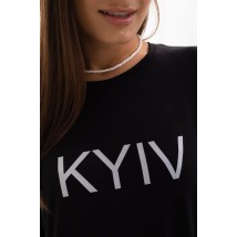 Футболка женская с украинским принтом "KYIV" черная Modna KAZKA MKAR32737-2
