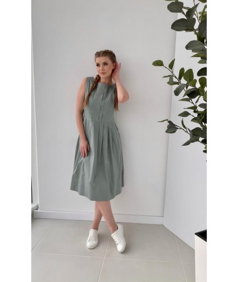 Платье женское летнее по колено оливковое Modna KAZKA Барселона MKSN973/16-0 46