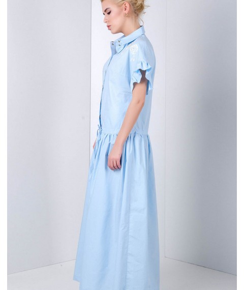 Платье женское летнее котоновое макси голубое Modna KAZKA MKSH1999 42