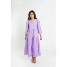 Платье женское ярусное льняное миди фиолетовое Modna KAZKA MKBS1353 40