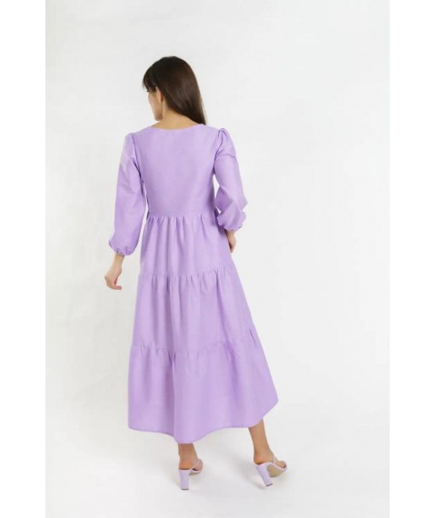 Платье женское ярусное льняное миди фиолетовое Modna KAZKA MKBS1353 42