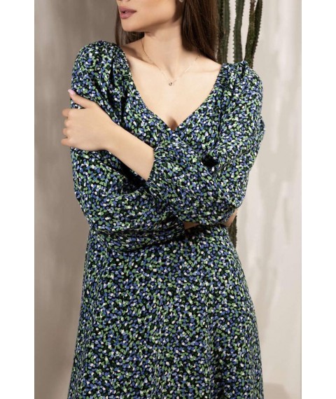 Платье женское миди в цветочный принт зеленое Modna KAZKA MKAS270422-1 50