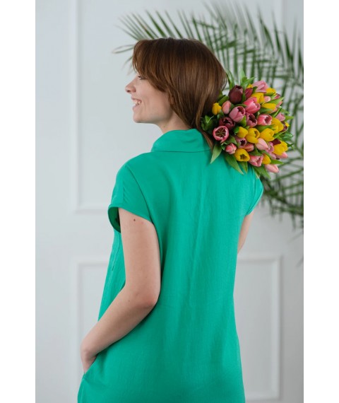 Платье женское льняное миди зеленое Modna KAZKA MKAZ6252-1 44