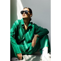 Костюм женский с брюками-палаццо и рубашкой oversize зеленый Modna KAZKA MKAR46582-1