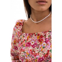 Блуза женская укороченная с открытыми плечами персиковая Modna KAZKA MKAR46527-2