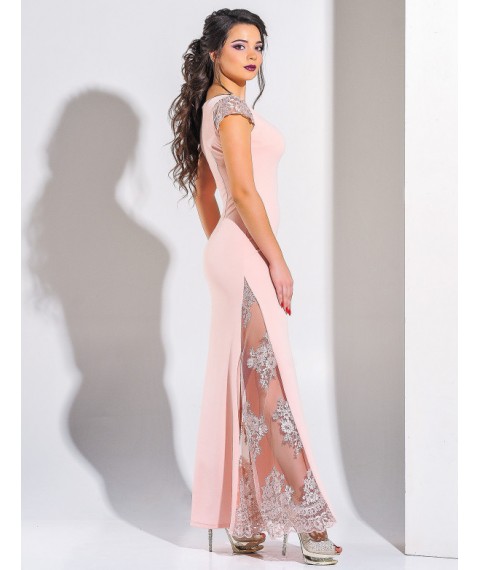 Женское вечернее платье розовое дизайнерское длинное макси в пол с юбкой годе Modna KAZKA MKENG2180 42