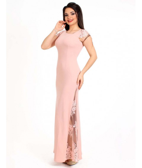 Женское вечернее платье розовое дизайнерское длинное макси в пол с юбкой годе Modna KAZKA MKENG2180 46