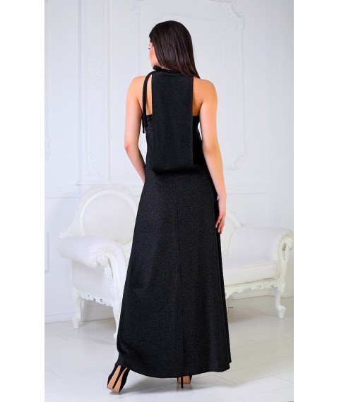 Женское вечернее дизайнерское облегающие платье в пол черное длинное MKNP2010 48