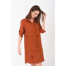 Женское платье-рубашка с карманами терракотовое Modna KAZKA MKRM1269 46