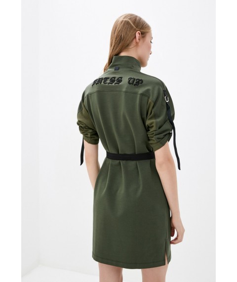 Платье-рубашка женское с накладными карманами хаки Modna KAZKA MKRMD2346 42
