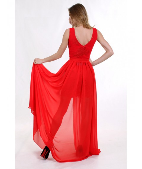 Женское вечернее платье гипюровое красное макси в пол Modna KAZKA MKENG2073 42