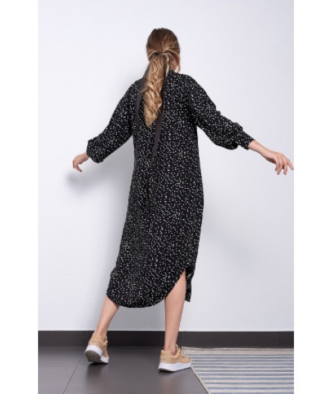 Платье женское чёрное в горох дизайнерское миди "Диана" Modna KAZKA MKPR2108-1 54