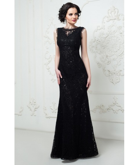 Платье женское вечернее чёрное с открытой спиной Modna KAZKA MKRM445 42