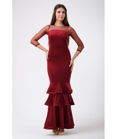 Платье женское вечернее с юбкой-трансформером бордовое Modna KAZKA MKRM1784 40