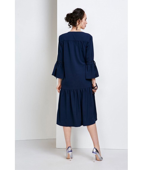 Платье женское темно-синее дизайнерское демисезонное "Розе" Modna KAZKA MKSH2139 44