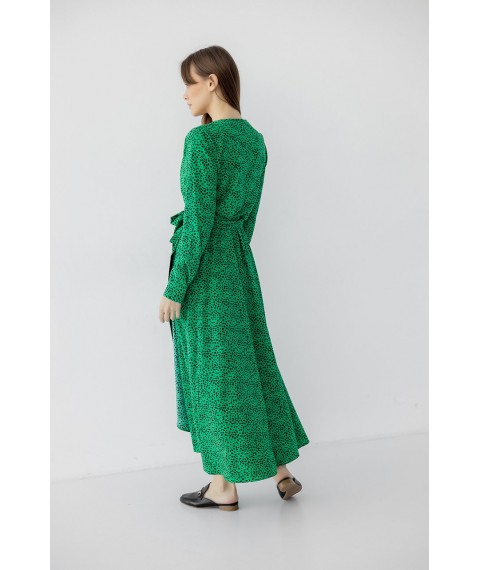 Платье женское миди на запах в принт зеленое Modna KAZKA MKBS2129-1 44