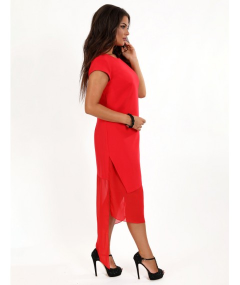 Платье женское красное вечернее миди с шифоном Modna KAZKA MKENG3079-1 48