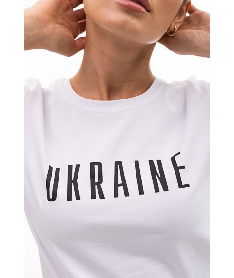 Футболка женская патриотическая "Ukraine" белая Modna KAZKA MKAR46584-1 44