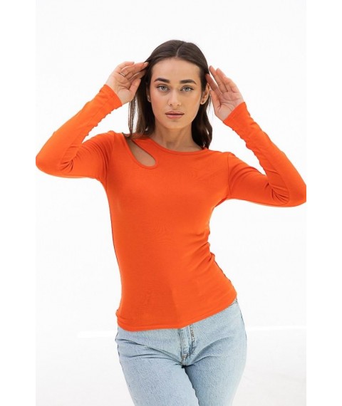 Лонгслив женский с вырезом на плече оранжевый Modna KAZKA MKAR46523-4 42