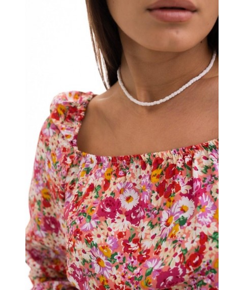 Блуза женская укороченная с открытыми плечами персиковая Modna KAZKA MKAR46527-2 46