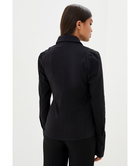 Блуза женская офисная с длинным рукавом из коттона черная Modna KAZKA Мелиана MKSH1838-1 48