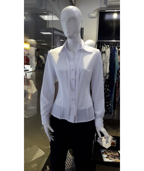 Блуза женская белая офисная на пуговицы Modna KAZKA MKBT9869-4 46