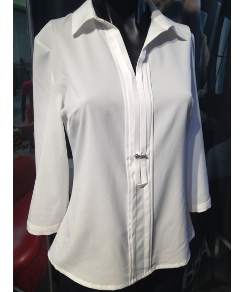 Блуза женская белая офисная с отложным воротником Modna KAZKA MKBT8177-3 44