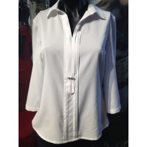 Блуза женская белая офисная с отложным воротником Modna KAZKA MKBT8177-3 46