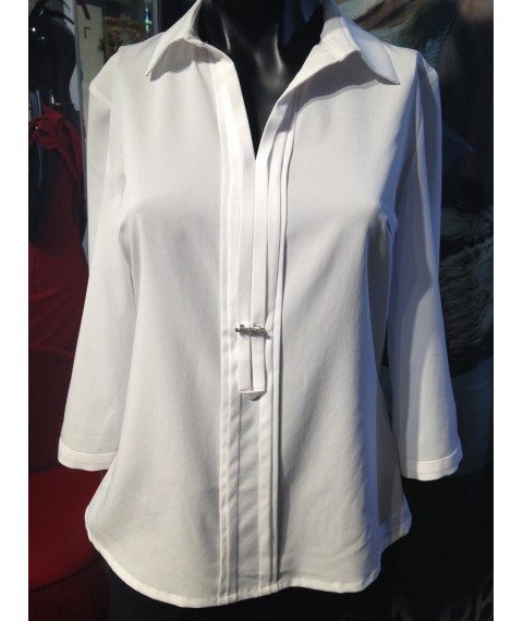 Блуза женская белая офисная с отложным воротником Modna KAZKA MKBT8177-3 48