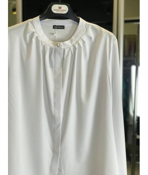 Женская блуза белая офисная на стойку Modna KAZKA MKBT8211-1 52